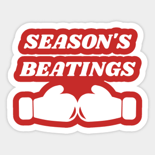 Season's Beatings Christmas Boxing Joke Sticker